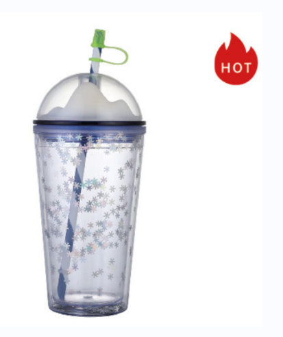 Arched cover double -layer plastic cup 