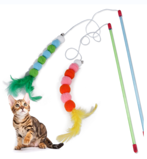 Cat feather bell teasing cat stick 