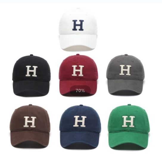 Tide brand H letter three -dimensional embroidery baseball cap 